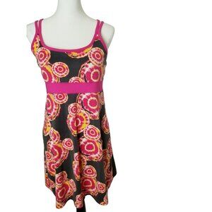 Soybu Womens Medium Strappy Sundress Hot Pink & Multicolor Print Polyester/Spand